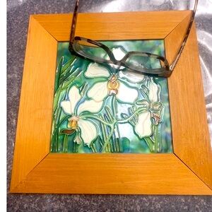 RARE - 🟩Orchid RAISED Orchid Enamel Framed Ceramic Tile -